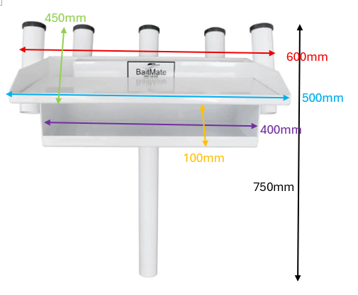 Tackle Shelf Bait Board Ski Pole Mount - TS500SK 5RH
